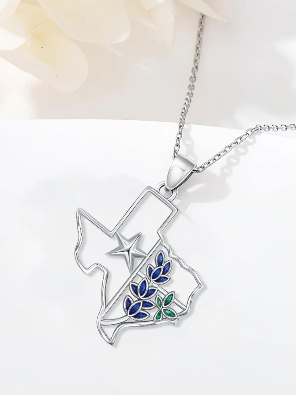 Women Bluebonnets Sterling Turquoise Pendant Highland Cow Skull Western Necklace